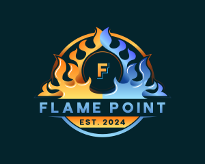 Flame Heating HVAC logo design