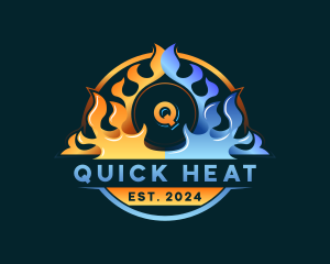 Flame Heating HVAC logo design