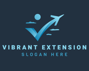 Blue Plane Letter V logo design