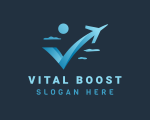 Blue Plane Letter V logo design