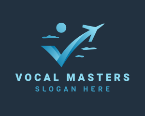 Blue Plane Letter V logo design