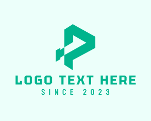 Green Digital Letter P logo