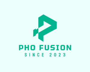 Green Digital Letter P logo design