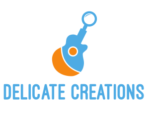 Guitar Magnifying Glass logo design