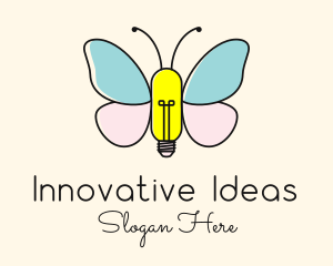 Butterfly Light Bulb logo design