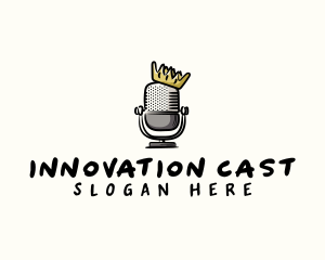 Crown Podcast Microphone logo design