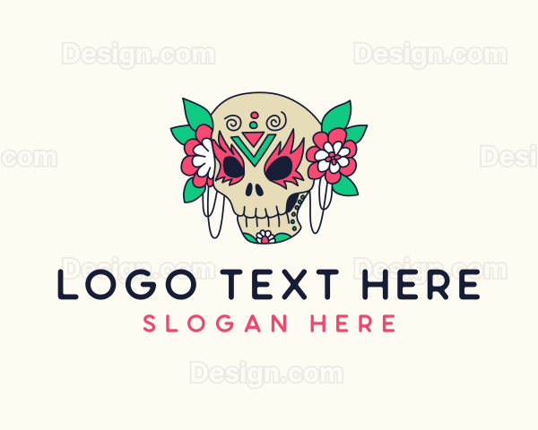 Mexican Floral Calavera Logo