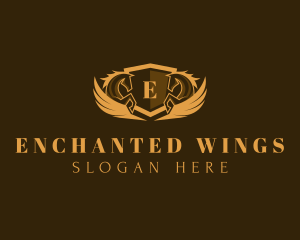 Pegasus Wings Shield logo design