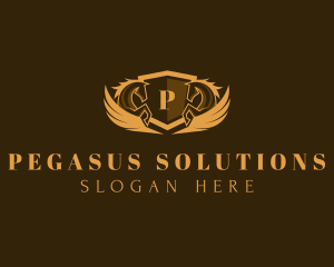 Pegasus Wings Shield logo design