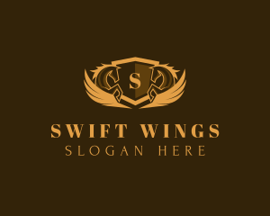 Pegasus Wings Shield logo design