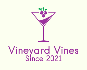 Grape Martini Glass  logo design