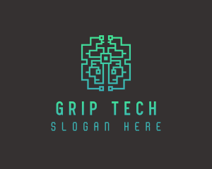 Circuit Tech Brain AI logo design