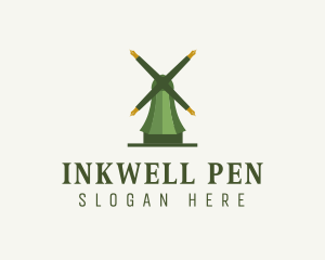 Green Windmill Pen logo design