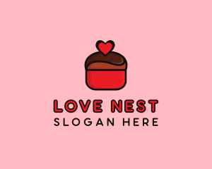 Naughty Love Heart Chocolate Dessert logo design