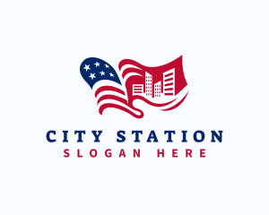 American Flag City  logo design