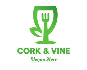 Leaf Fork Wine Glass logo design