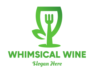 Leaf Fork Wine Glass logo design