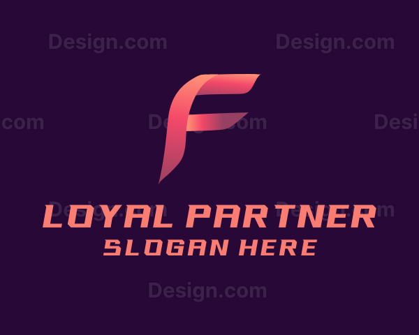 Gradient Ribbon Letter F Logo