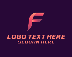 Gradient Ribbon Letter F logo