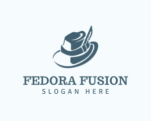 Feathered Fedora Hat logo design