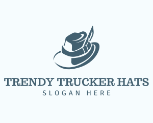 Feathered Fedora Hat logo design