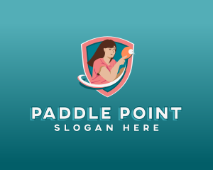 Female Table Tennis Player logo design