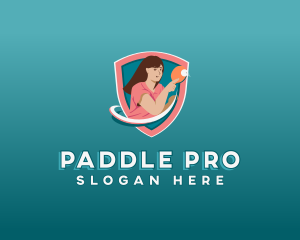 Female Table Tennis Player logo design