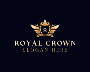 Wing Crown Shield logo design