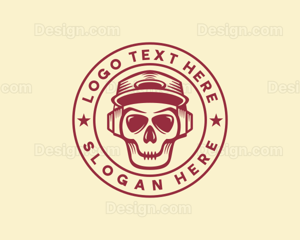 DJ Headphones Skull Logo