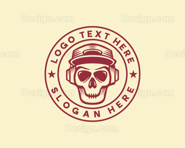 Disc Jockey Headphones Skull Logo