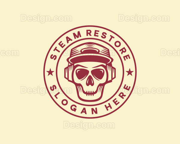 Disc Jockey Headphones Skull Logo