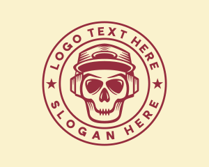 Disc Jockey Headphones Skull logo