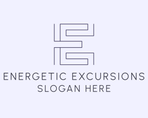 Geometric Maze letter E logo design