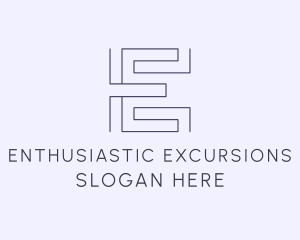 Geometric Maze letter E logo design