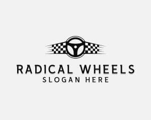 Race Flag Steering Wheel logo design