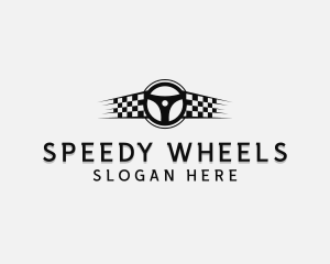 Race Flag Steering Wheel logo design