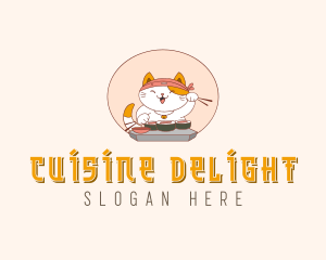 Cat Sushi Dining logo design