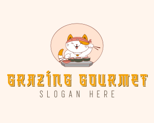 Cat Sushi Dining logo design