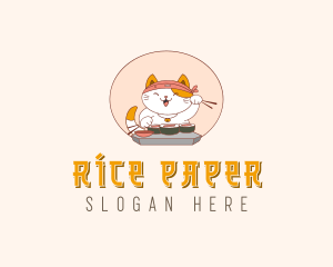 Cat Sushi Dining logo design