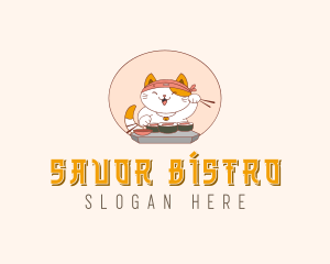 Cat Sushi Dining logo design