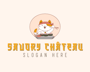 Cat Sushi Dining logo design