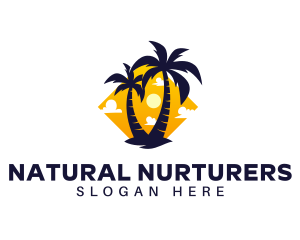 Summer Palm Tree Island logo design