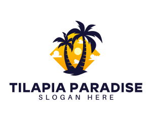 Summer Palm Tree Island logo design