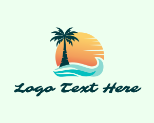 Sunset Ocean Palm Tree logo