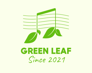 Green Note Leaf  logo design