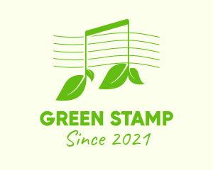 Green Note Leaf  logo design