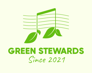 Green Note Leaf  logo design