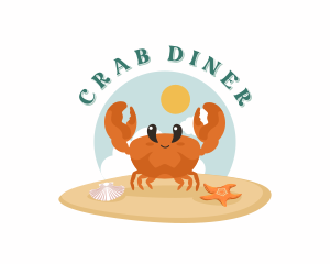 Cute Crab Cartoon logo