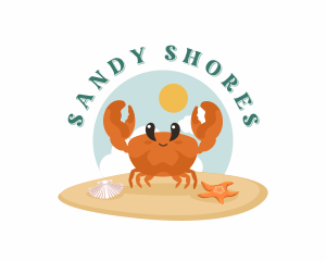 Cute Crab Cartoon logo design