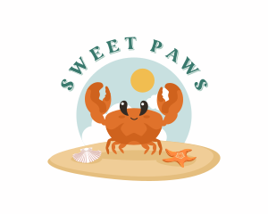 Cute Crab Cartoon logo design